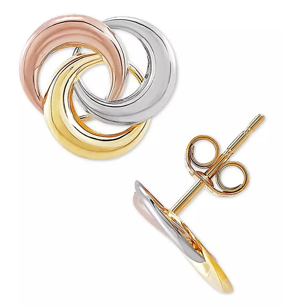 商品Macy's|Tricolor Love Knot Stud Earrings in 10k Gold, White Gold & Rose Gold,价格¥588,第3张图片详细描述