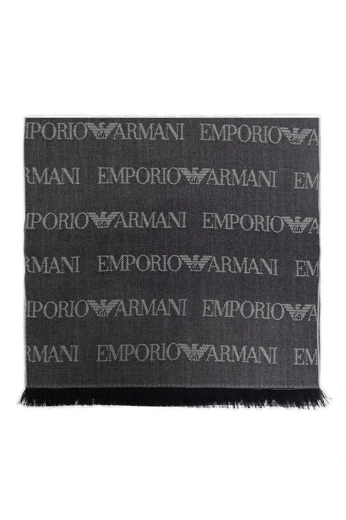 商品Emporio Armani|Emporio Armani Logo-Embroidered Fringed Scarf,价格¥459,第1张图片