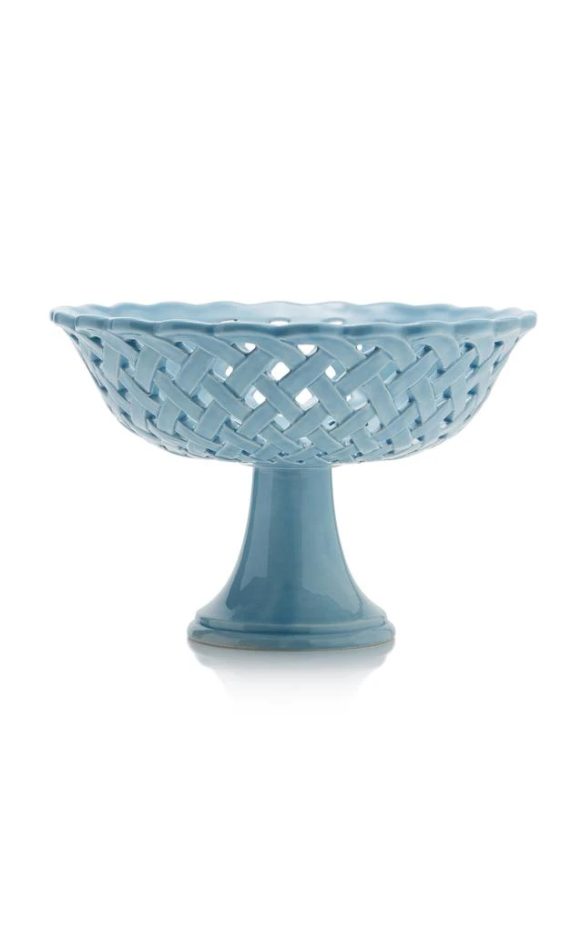商品MoDA|Moda Domus - Openwork Creamware Compote Bowl - Blue - Moda Operandi,价格¥567,第1张图片