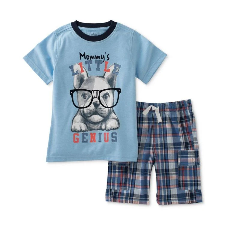 商品KIDS HEADQUARTERS|2-Pc. Mommy's Little Genius T-Shirt & Shorts Set, Baby Boys (0-24 Months),价格¥50,第1张图片