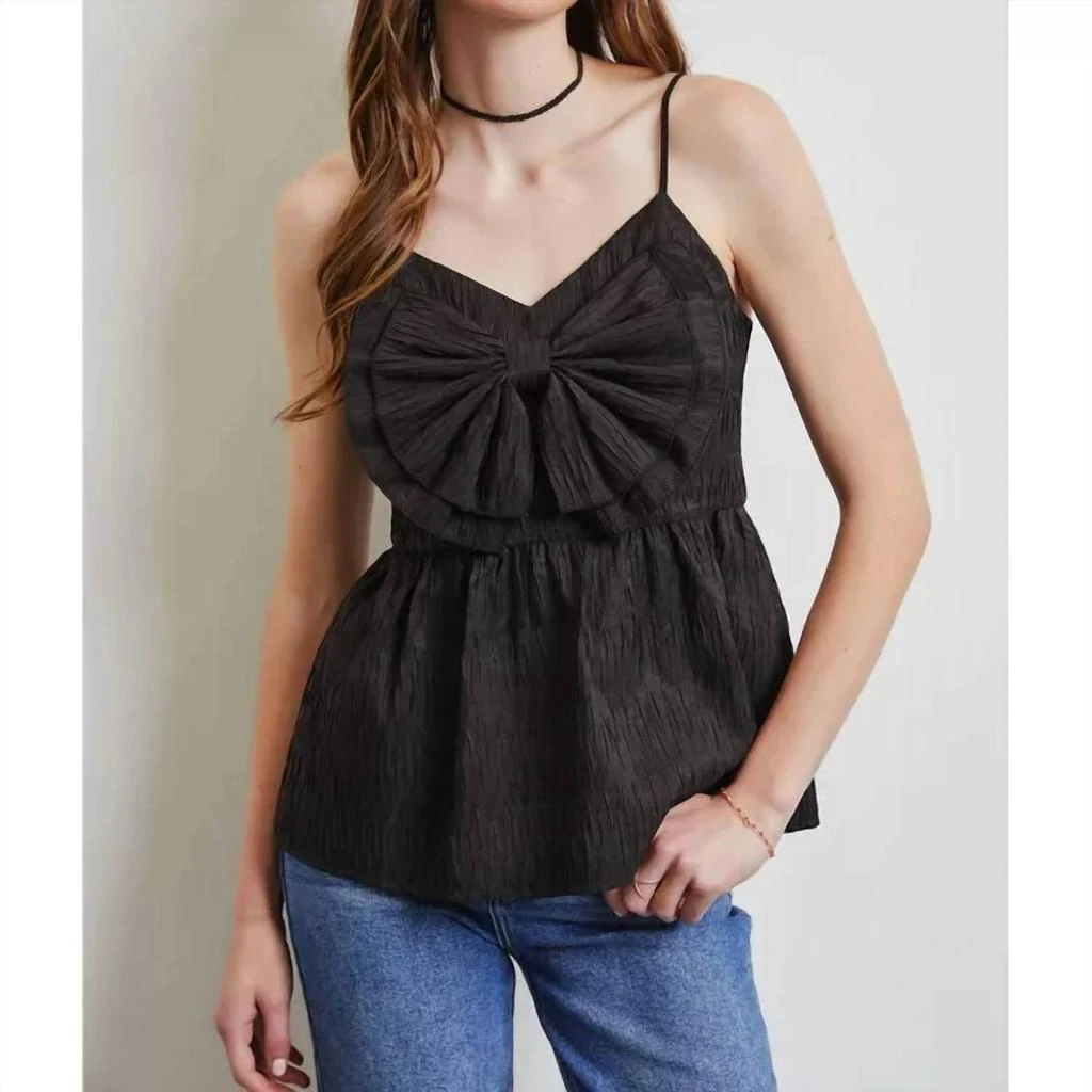 商品Heyson|Heyson - Bow Textured Babydoll Tank Top,价格¥312,第4张图片详细描述