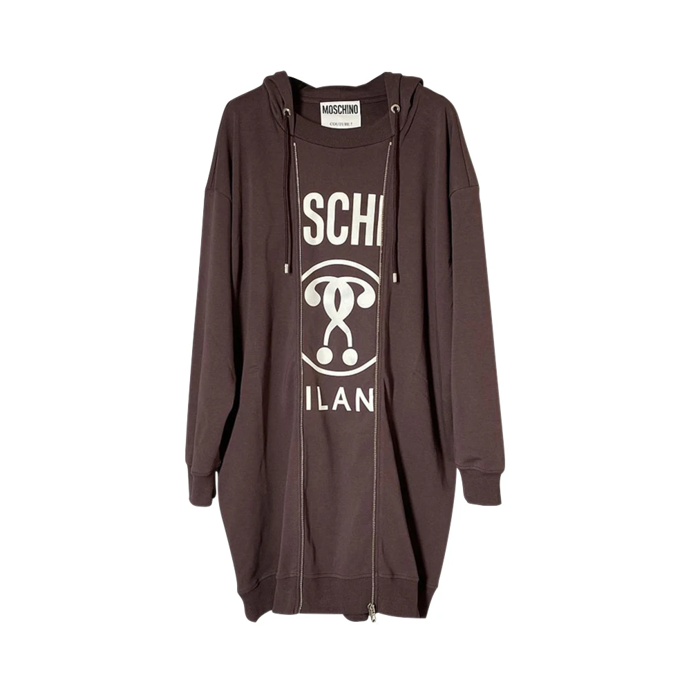 商品Moschino|MOSCHINO 女士棕色假两件连帽卫衣裙 ET0458-5526-8194,价格¥625,第1张图片