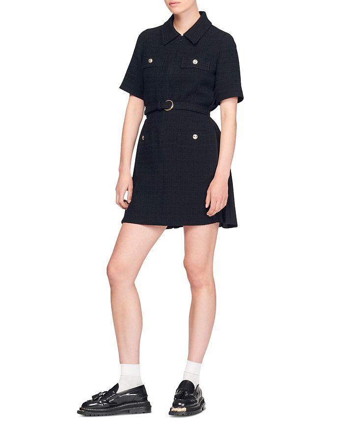 商品Sandro|Nour Tweed Shirt Dress,价格¥3687,第4张图片详细描述