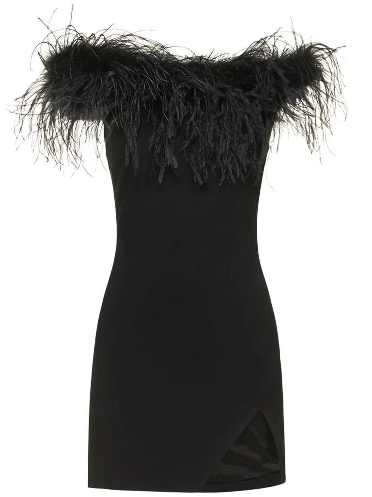 商品GIUSEPPE DI MORABITO|Cady Envers Satin Mini Dress W/ Feathers,价格¥4790,第1张图片