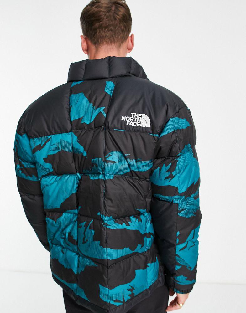 The North Face Lhotse down puffer jacket in teal mountain peak print商品第2张图片规格展示