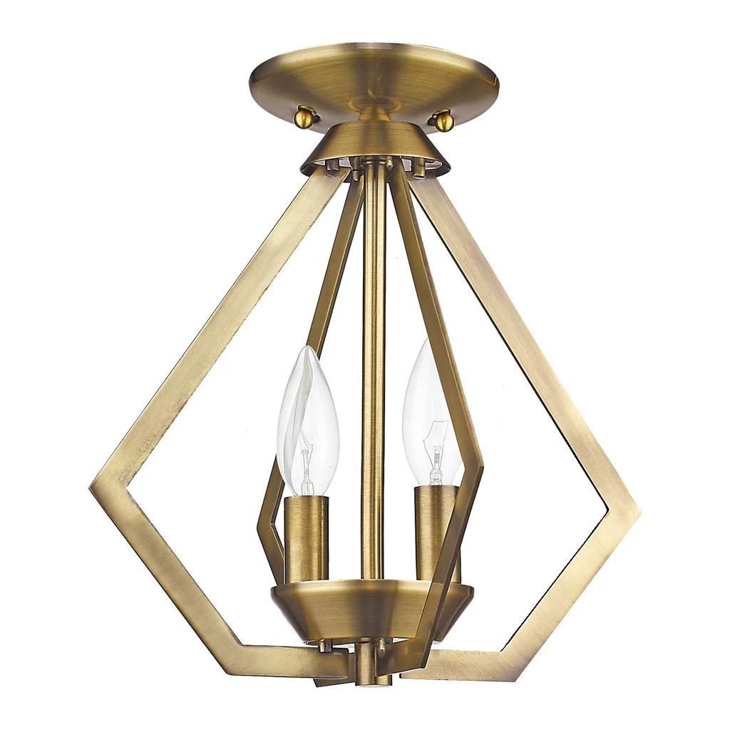 商品Livex Lighting|Two Light Antique Brass Convertible Mini Chandelier/Ceiling Mount,价格¥1133,第5张图片详细描述