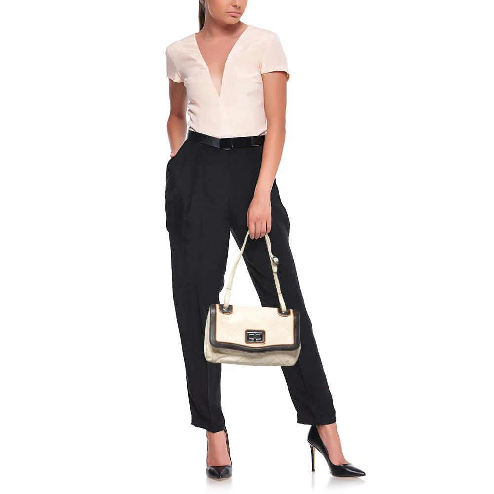 商品[二手商品] Chanel|Chanel Cream/Brown Quilted Leather Country Club Flap Bag,价格¥5284,第2张图片详细描述