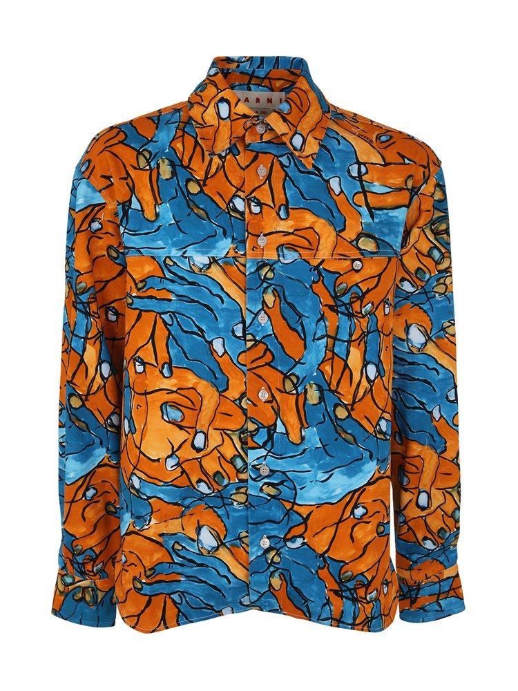 Marni Hand Painted Prints Long-Sleeved Blouse商品第1张图片规格展示