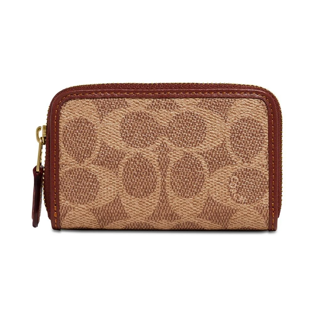 商品Coach|Coated Canvas Signature Small Zip Around Card Case,价格¥348,第1张图片