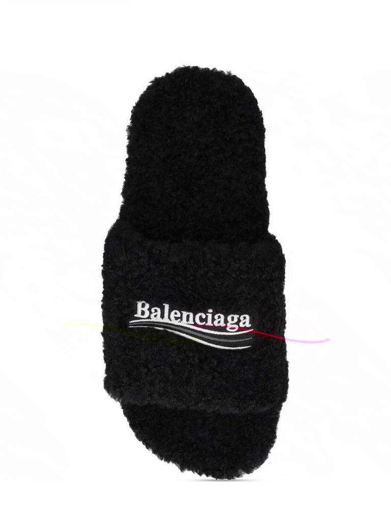 商品Balenciaga|Political Logo Furry Slide Sandals,价格¥5474,第5张图片详细描述