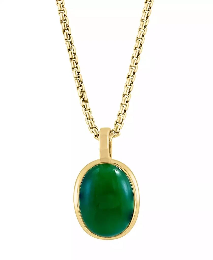 商品Effy|EFFY® Men's Dyed Jade Oval Cabochon 22" Pendant Necklace in Gold-Plated Silver,价格¥1590,第3张图片详细描述