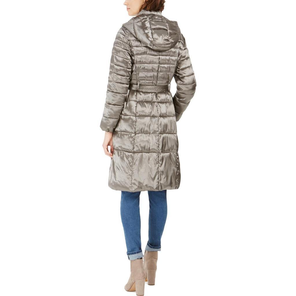 商品Cole Haan|Cole Haan Women's Sateen Quilted Mid-Length Puffer Coat with Attached Hood,价格¥404-¥426,第5张图片详细描述