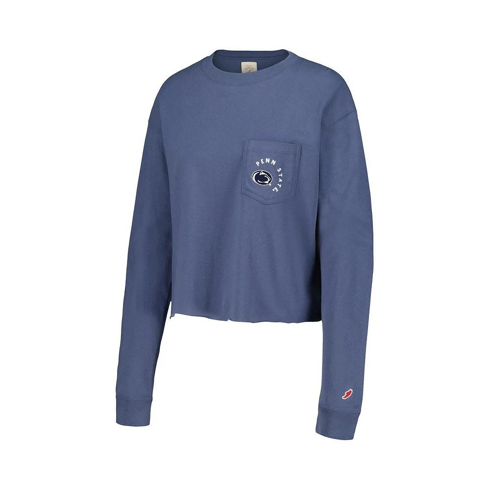 商品League Collegiate Wear|Women's Navy Penn State Nittany Lions Clothesline Midi Long Sleeve Cropped T-shirt,价格¥337,第3张图片详细描述