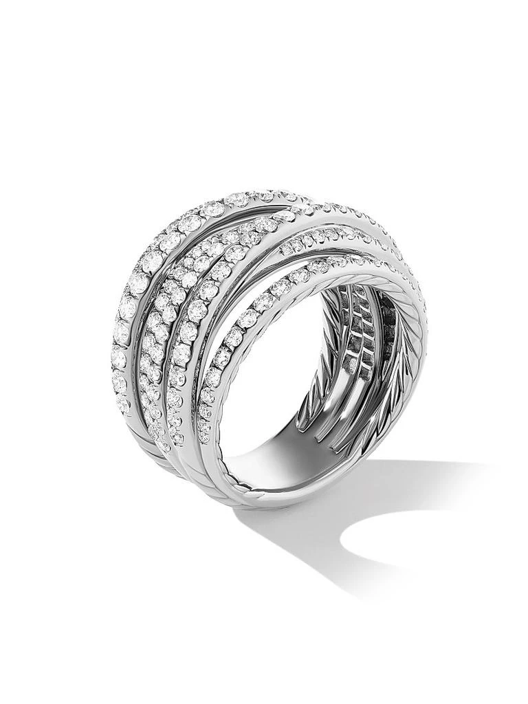 商品David Yurman|Pavé Crossover Ring in 18K White Gold,价格¥67343,第2张图片详细描述