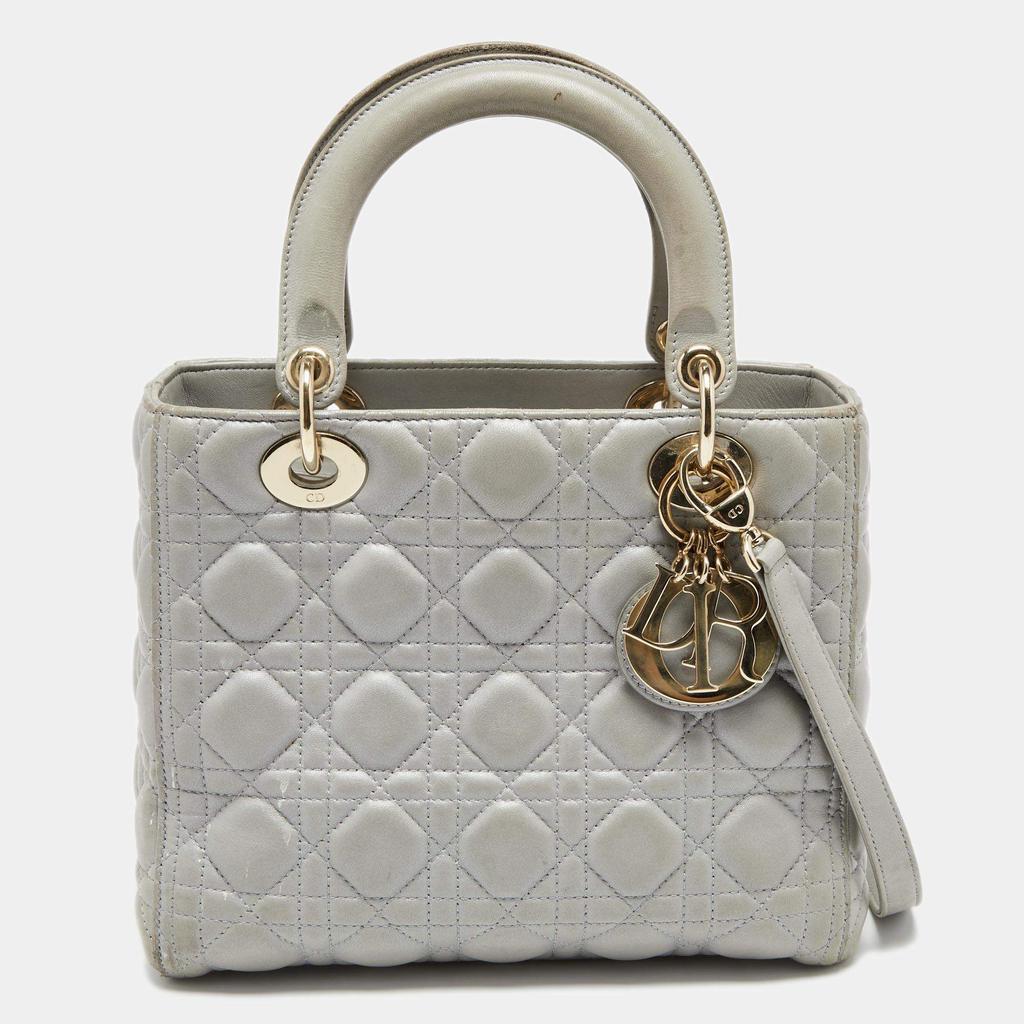 商品[二手商品] Dior|Dior Grey Cannage Leather Medium Lady Dior Tote,价格¥14353,第1张图片