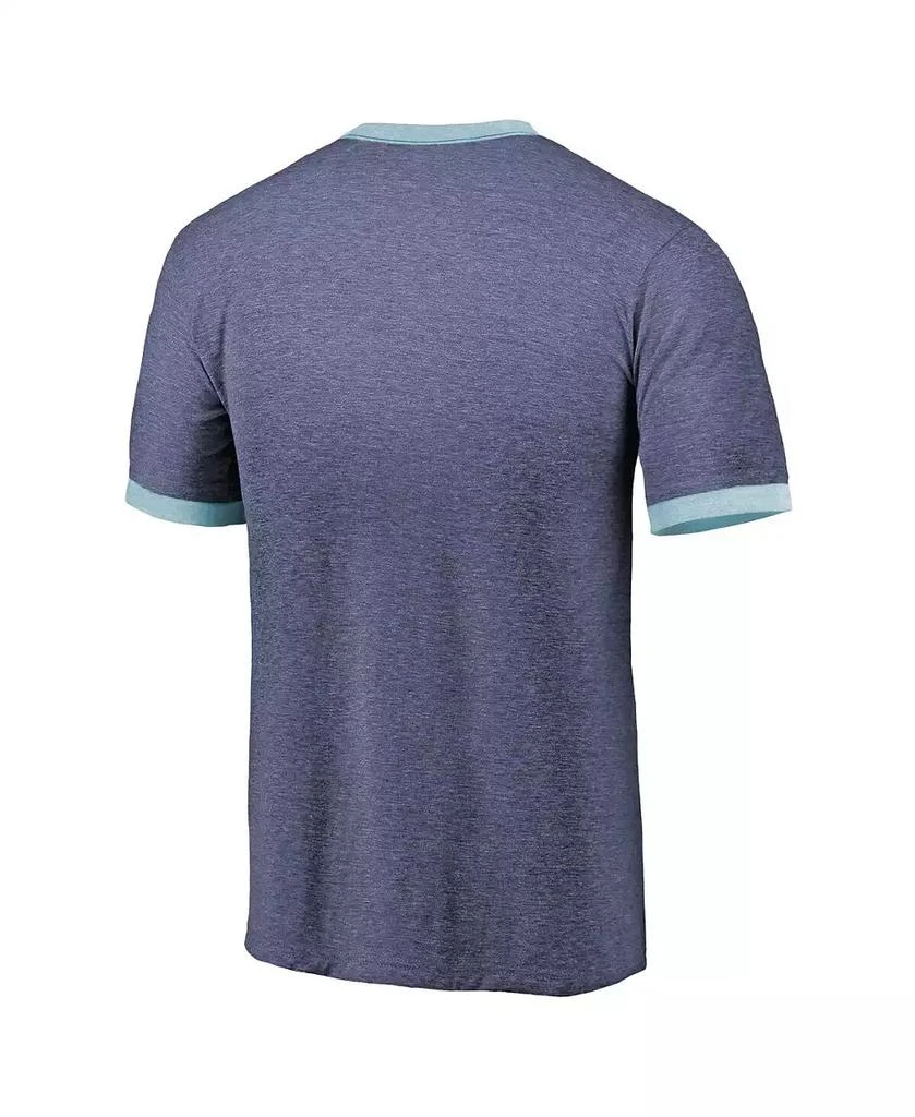 商品Majestic|Men's Threads Heathered Deep Sea Blue Seattle Kraken Ringer Contrast Tri-Blend T-shirt,价格¥290,第3张图片详细描述