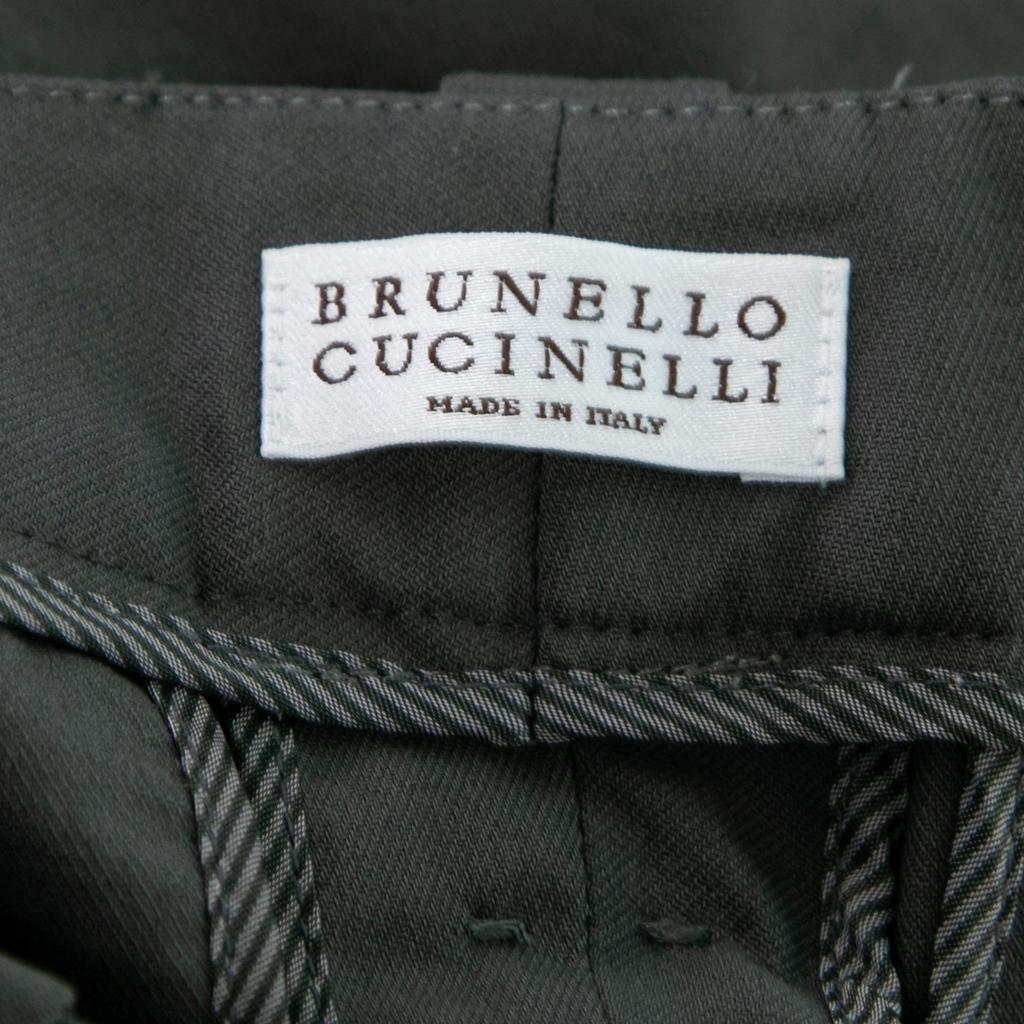 Brunello Cucinelli Grey Cotton Slim-Leg Cropped Trousers S商品第4张图片规格展示