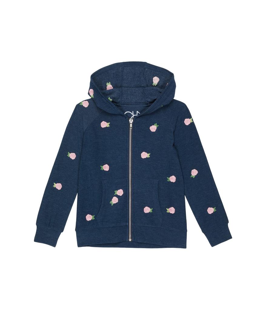 Embroidered Rose Bud Cozy Knit Zip-Up Hoodie (Little Kids/Big Kids)商品第1张图片规格展示