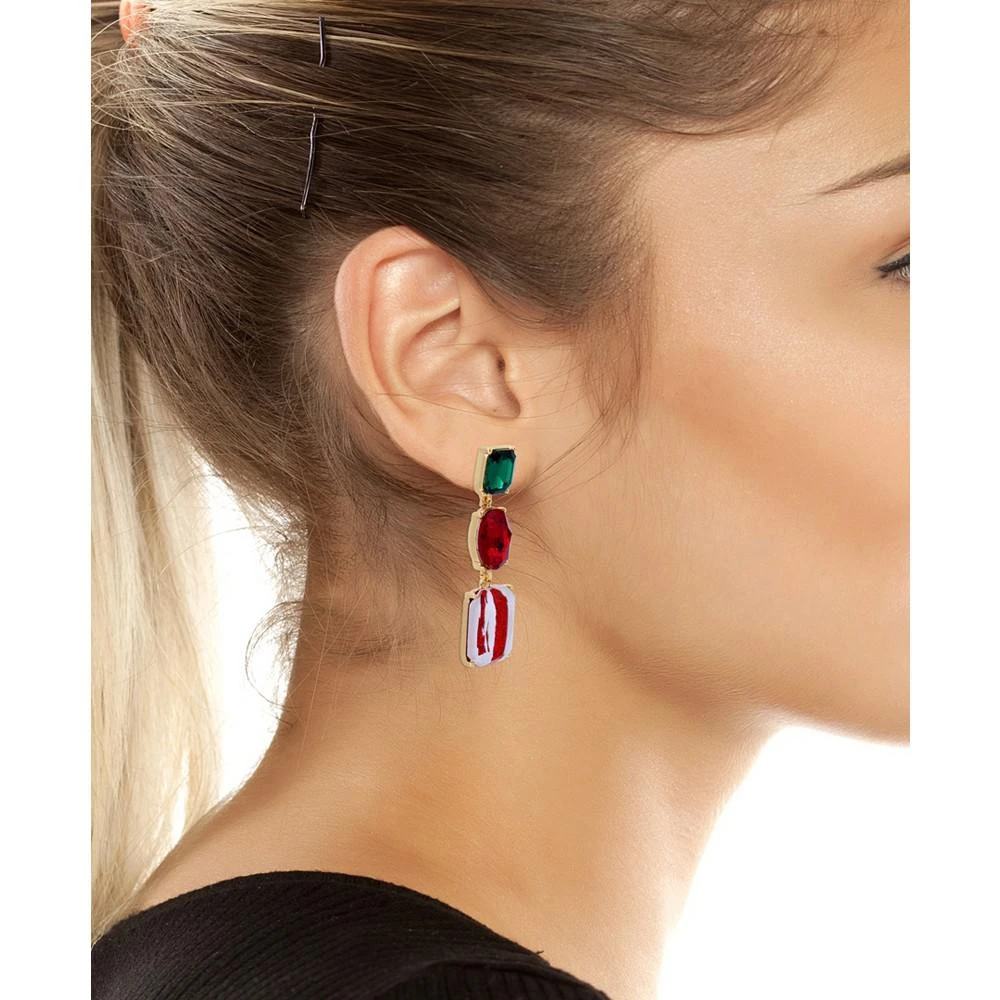 商品Betsey Johnson|Peppermint Stone Mismatched Drop Earrings,价格¥282,第2张图片详细描述