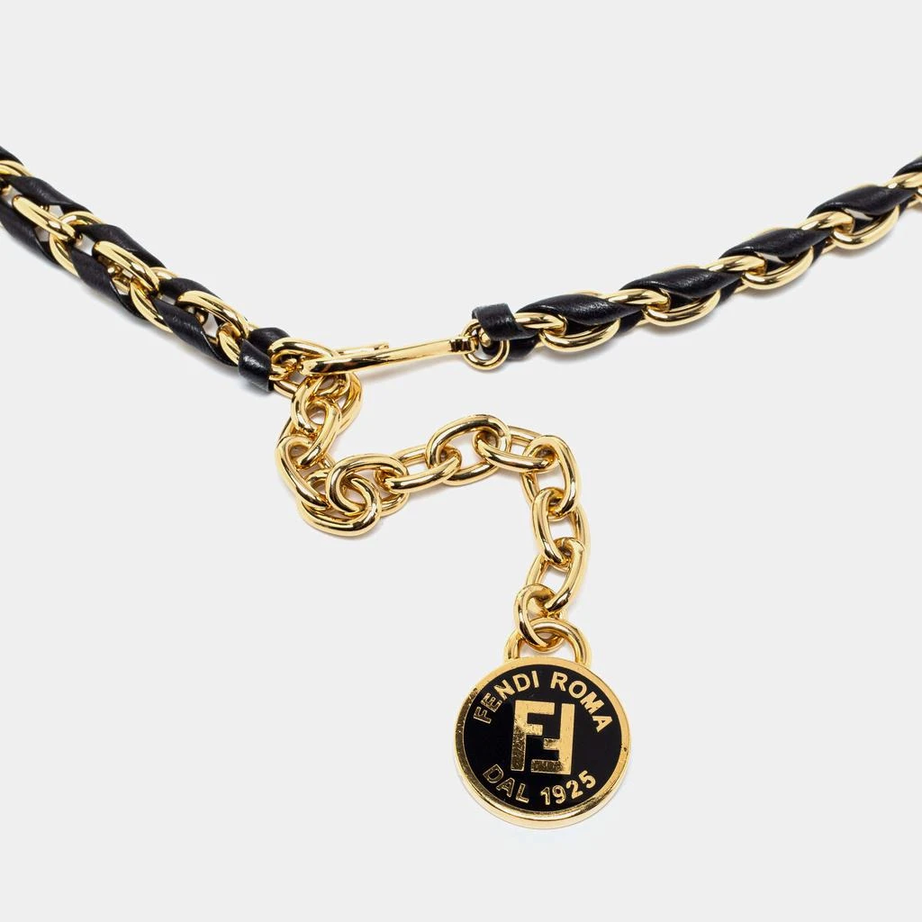 商品[二手商品] Fendi|Fendi Black Leather Chain Logo Waist Belt,价格¥4725,第5张图片详细描述