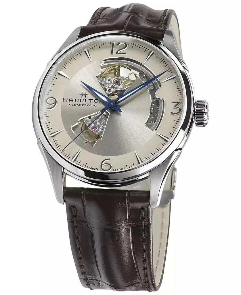 商品Hamilton|Men’s Swiss Automatic Jazzmaster Open Heart Brown Leather Strap Watch 42mm,价格¥8045,第2张图片详细描述