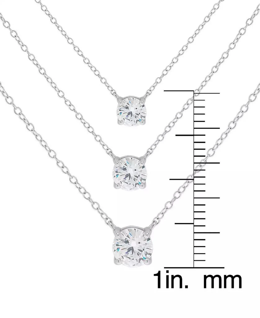 商品Macy's|Lab-Grown White Sapphire Triple Layer Pendant Necklace (1-7/8 ct. t.w.) in Sterling Silver, 16-1/2" + 2" extender,价格¥750,第3张图片详细描述