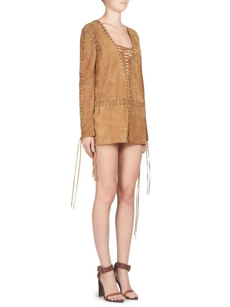 商品Yves Saint Laurent|Saint Laurent - Suede Lace-Up Mini Dress,价格¥11931,第1张图片