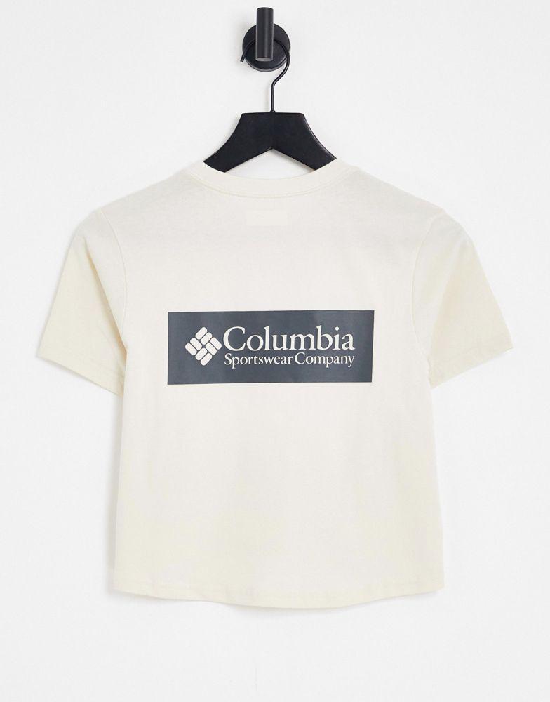 商品Columbia|Columbia CSC River back print cropped t-shirt in cream Exclusive at ASOS,价格¥194,第1张图片