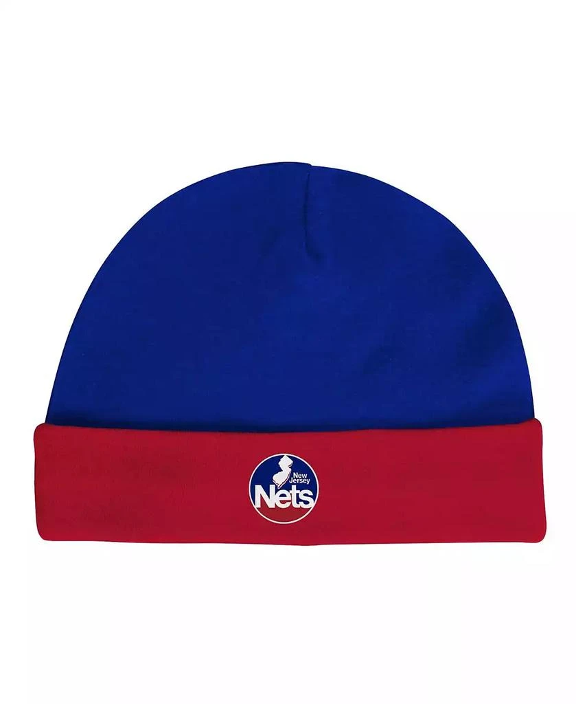 商品Mitchell & Ness|Newborn and Infant Boys and Girls Blue, Red New Jersey Nets 3-Piece Hardwood Classics Bodysuits and Cuffed Knit Hat Set,价格¥299,第5张图片详细描述