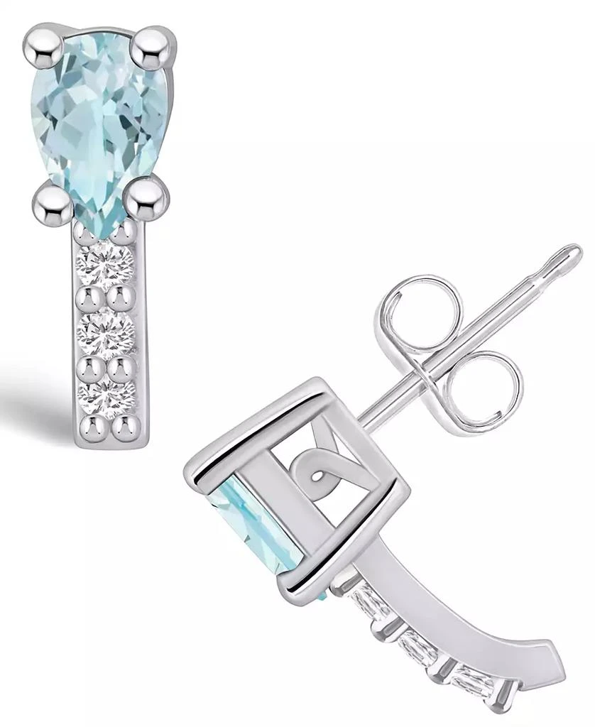 商品Macy's|Aquamarine (3/4 ct. t.w.) and Diamond (1/8 ct. t.w.) Stud Earrings in 14K White Gold,价格¥19655,第1张图片