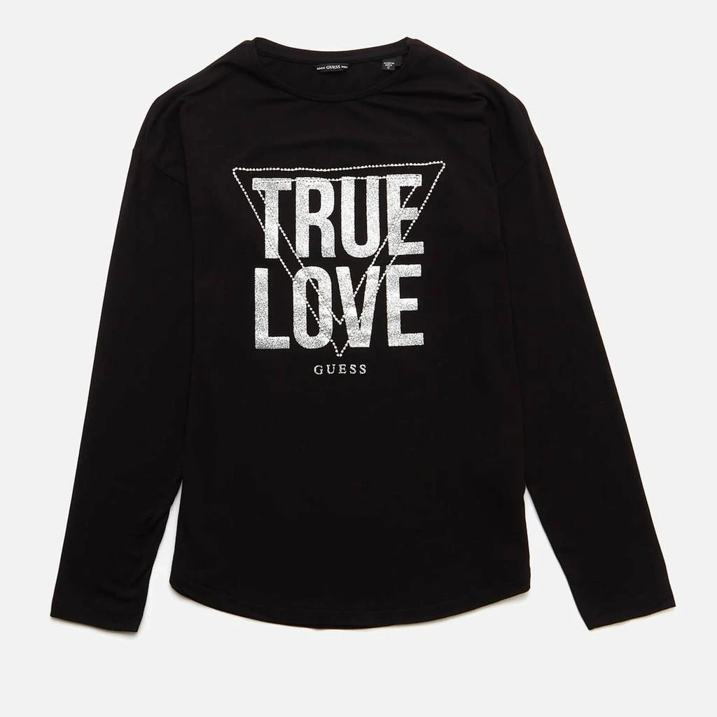 商品GUESS|Guess Girls' Long Sleeved True Love T-Shirt - Jet Black,价格¥58,第1张图片