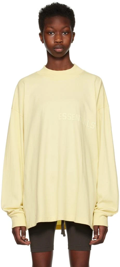 商品Essentials|Yellow Flocked Long Sleeve T-Shirt,价格¥148,第1张图片