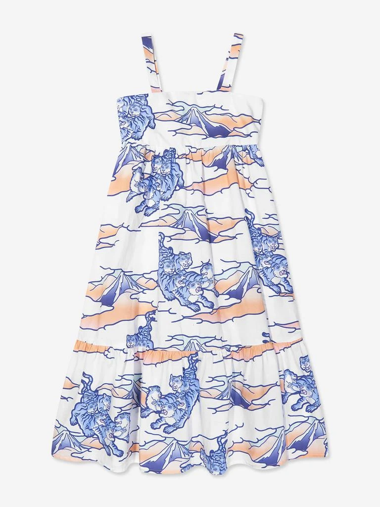 商品Kenzo|KENZO Girls Strappy Tigers Dress in White,价格¥1086,第1张图片