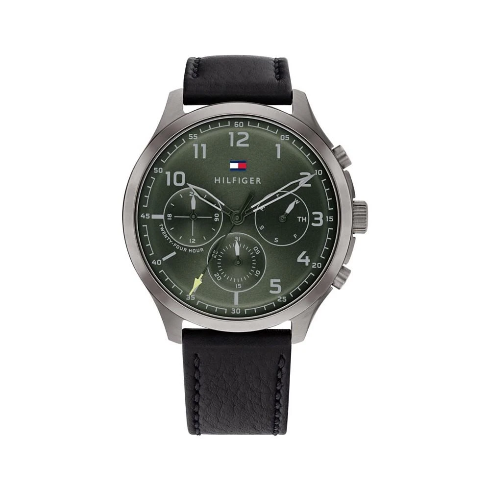 商品Tommy Hilfiger|Men's Black Leather Strap Watch 44mm,价格¥874,第1张图片