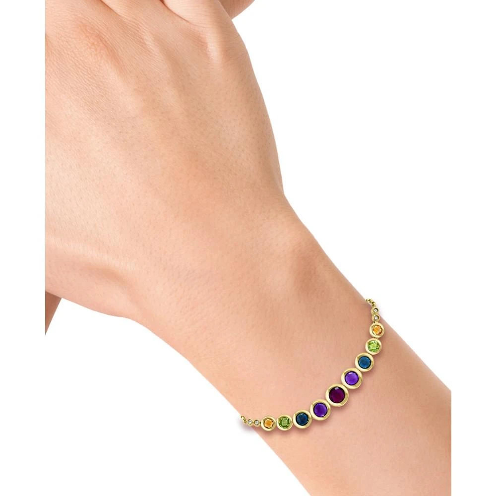 商品Effy|EFFY® Multi-Gemstone (2-3/8 ct. t.w.) & Diamond Accent Bolo Bracelet in 14K Gold-Plated Sterling Silver,价格¥5024,第2张图片详细描述