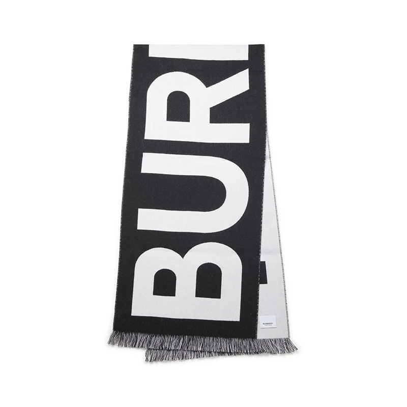 BURBERRY/博柏利 男女通用黑白色羊毛大标志提花图围巾-80542141 商品