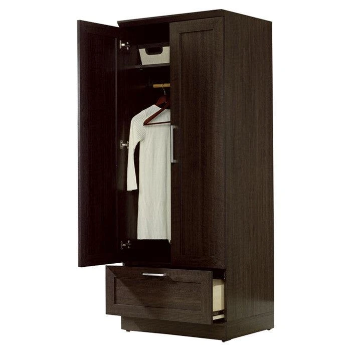商品QuikFurn|Dark Brown Wood Wardrobe Cabinet Armoire with Garment Rod,价格¥3768,第3张图片详细描述