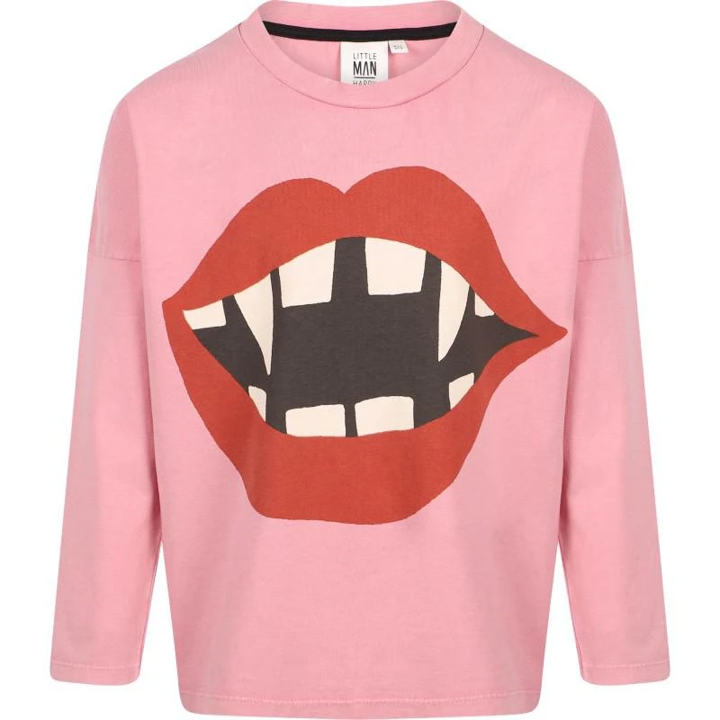 商品Little Man Happy|Vampirized long sleeved organic t shirt in pink,价格¥456,第1张图片