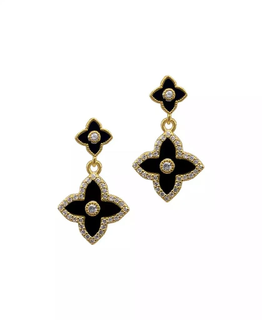 商品ADORNIA|14K Gold Plated Black Clover Drop Earrings,价格¥287,第3张图片详细描述