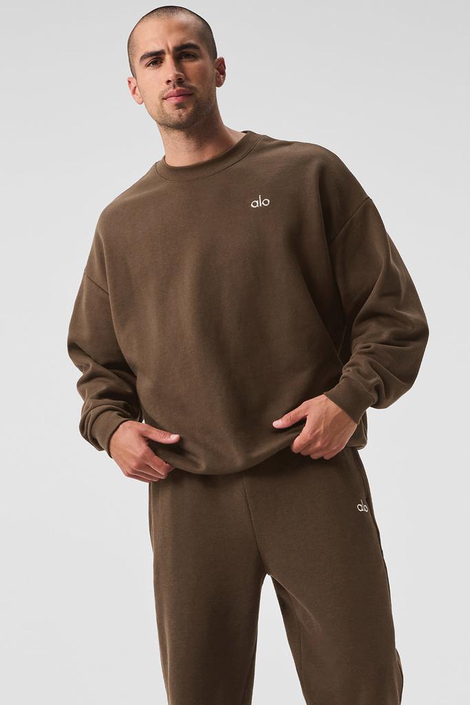 alo ブラウン スウェット トレーナー Alo Accolade Crew Neck Pullover - Espresso - Hoodies - Free