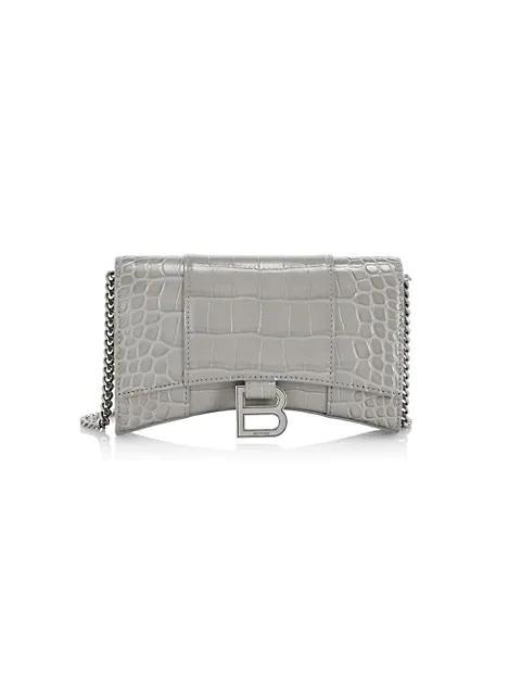 商品Balenciaga|Hourglass Crocodile-Embossed Leather Shoulder Bag,价格¥12995,第1张图片