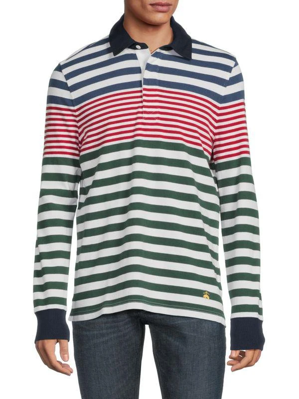 商品Brooks Brothers|Long Sleeve Striped Ruby Polo,价格¥250,第1张图片