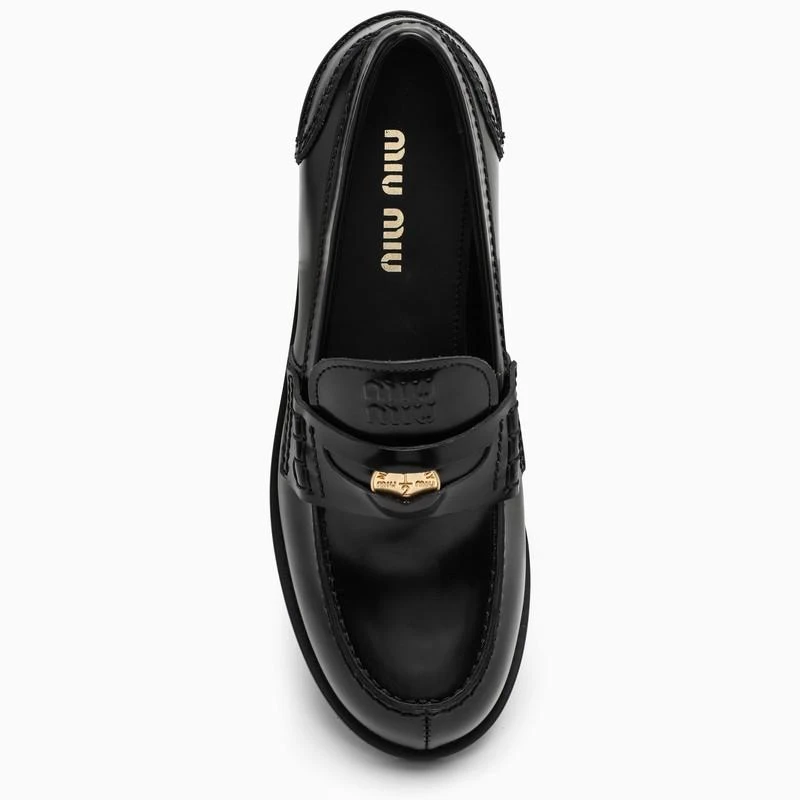 商品Miu Miu|Black leather Penny loafers,价格¥6164,第3张图片详细描述