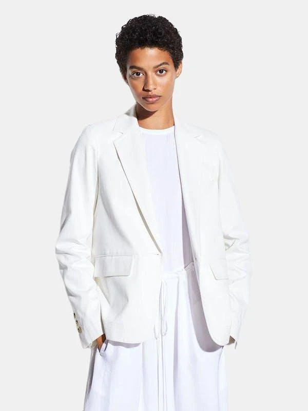 商品Vince|Vince Cotton and Linen Blazer in Off White,价格¥2958,第1张图片