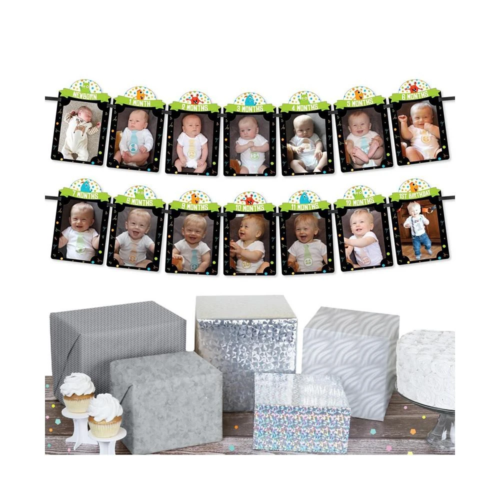 商品Big Dot of Happiness|1st Birthday Monster Bash - DIY Party Decor Monthly Picture Display Photo Banner,价格¥119,第3张图片详细描述