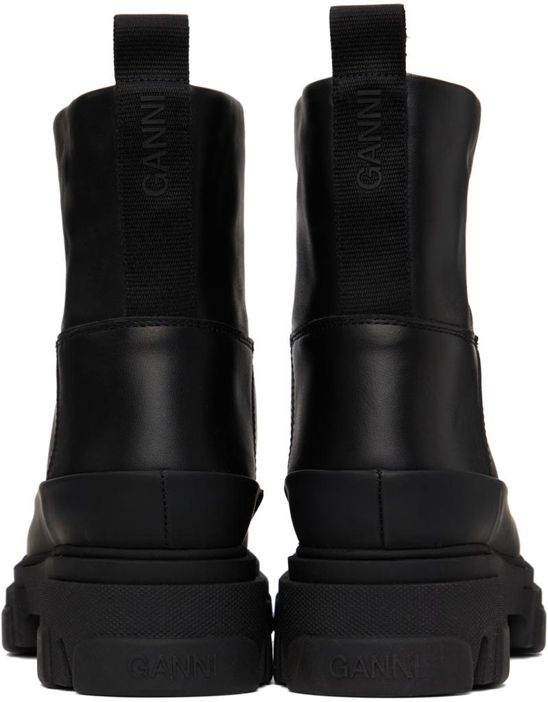 Black Leather Tubular Boots商品第2张图片规格展示