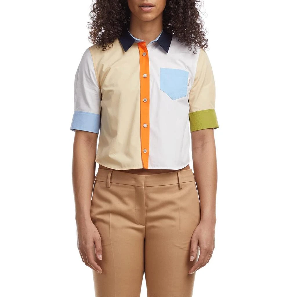 商品Marni|Color-Block Cropped Shirt,价格¥2122,第1张图片