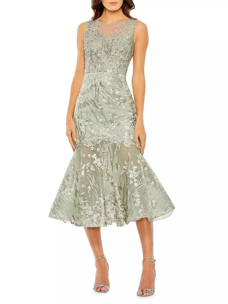 商品Mac Duggal|Embellished Floral-Embroidered Mermaid Cocktail Dress,价格¥4443,第1张图片