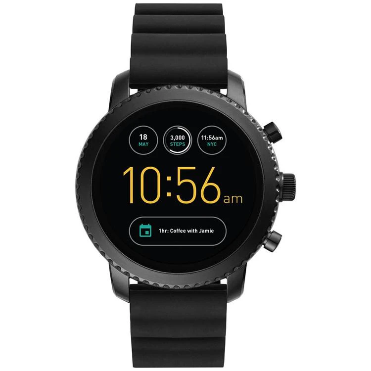 商品Fossil|Q Men's Explorist Gen 3 Black Silicone Strap Touchscreen Smart Watch 46mm,价格¥1495,第1张图片