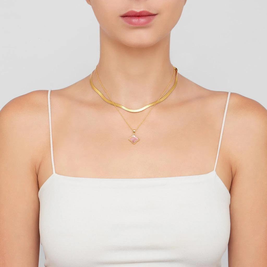 商品ADORNIA|Flower Mother of Pearl Necklace gold pink,价格¥145,第2张图片详细描述